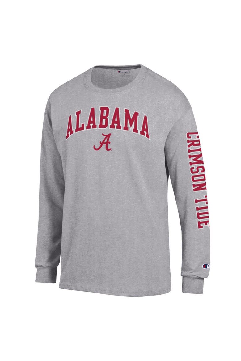 Men's Champion  Heather Gray Alabama Crimson Tide Arch Over Logo 2-Hit Long Sleeve T-Shirt, Alternate, color, Heather Gray