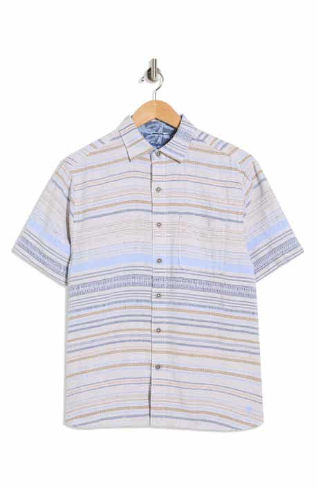 Tommy Bahama Santa Marta Stripe Short Sleeve Cotton & Linen Blend Button-Up Shirt