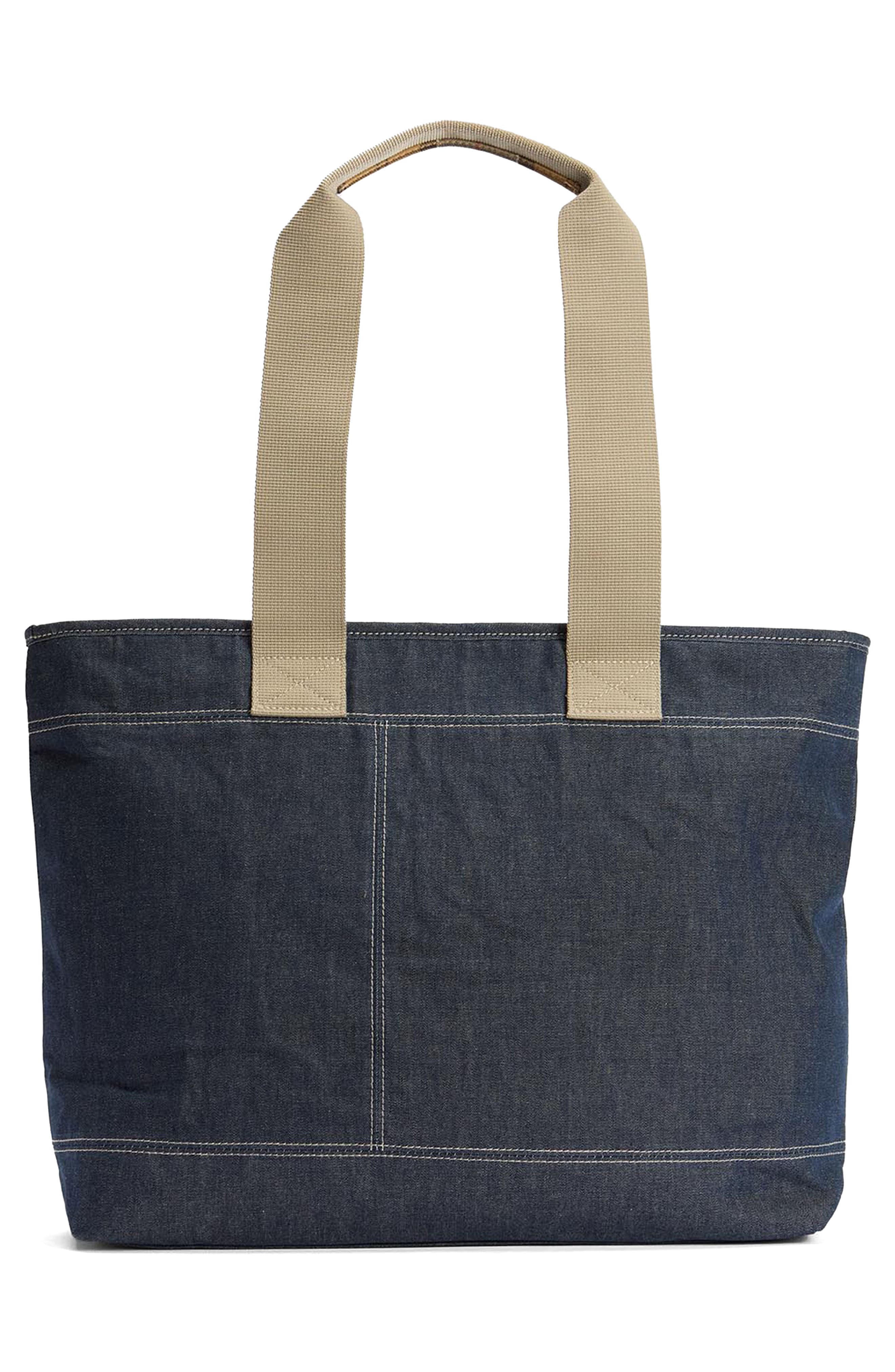 Barbour Mya Two-Tone Dry Wax Cotton Tote, Alternate, color, Indigo