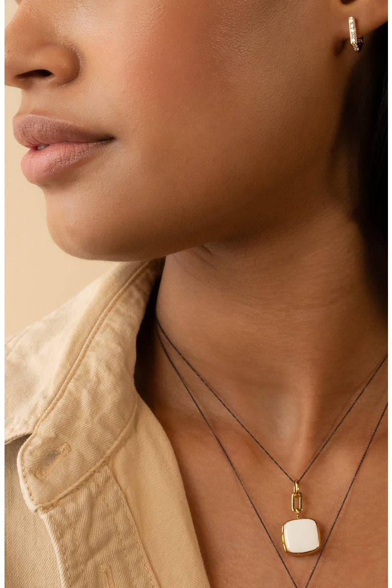 Enamel & 18K Gold Vermeil Locket Necklace, Alternate, color, GOLD/ WHITE
