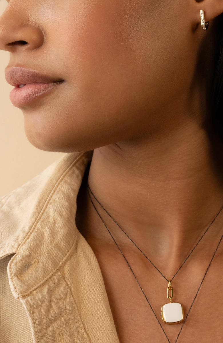 Monica Rich Kosann Enamel & 18K Gold Vermeil Locket Necklace, Alternate, color, Gold/ White