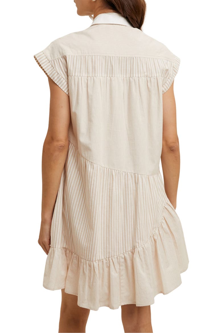 Multistripe Minidress, Alternate, color, TAUPE/ WHITE
