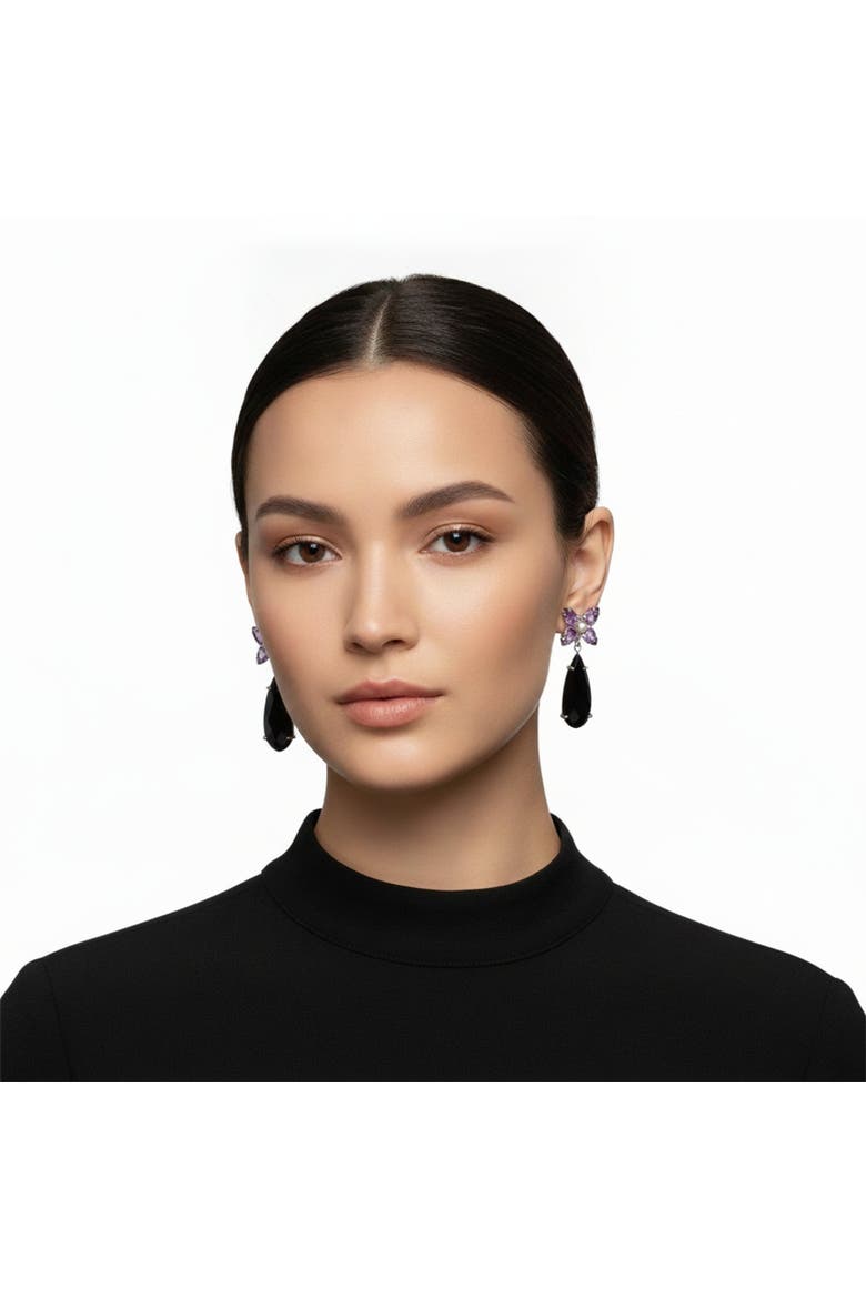 Los Angeles Interchangeable Drop Earrings, Alternate, color, Black & Purple