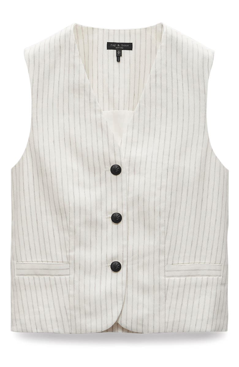 rag & bone Erin Stripe Cotton & Linen Vest, Alternate, color, White Stripe