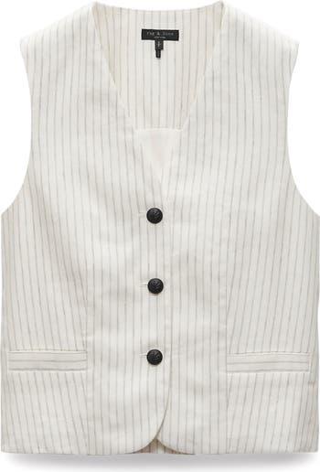 rag & bone Erin Stripe Cotton & Linen Vest | Nordstromrack