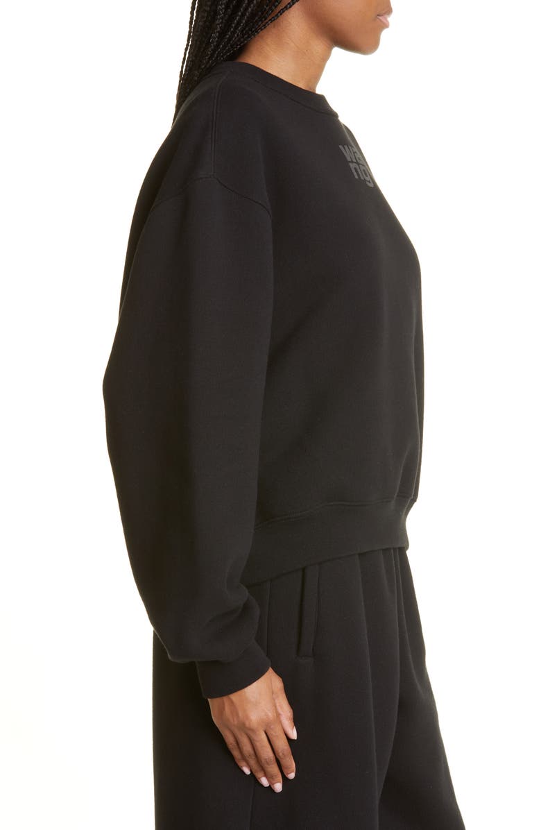 alexanderwang.t Women's Essential Cotton Blend Fleece Logo Sweateshirt, Alternate, color, 