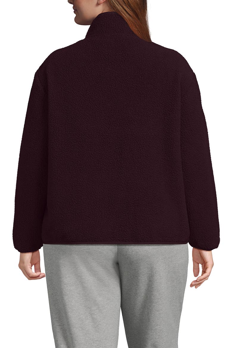 Plus Size Print Half Zip Cozy High Pile Fleece Pullover, Alternate, color, Lush Burgundy