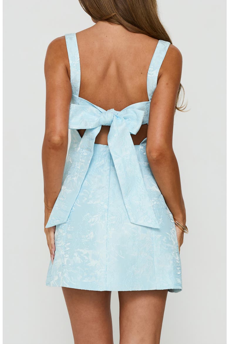 Asterie Floral Jacquard Bow Back Minidress, Alternate, color, BLUE
