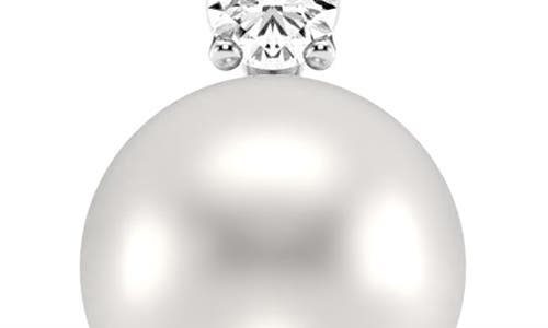 Badgley Mischka Collection Diamond & Freshwater Pearl Pendant Necklace In White
