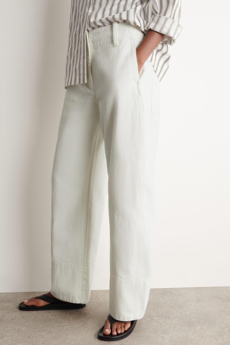 Denim Barrel-leg Pants, Alternate, color, WHITE