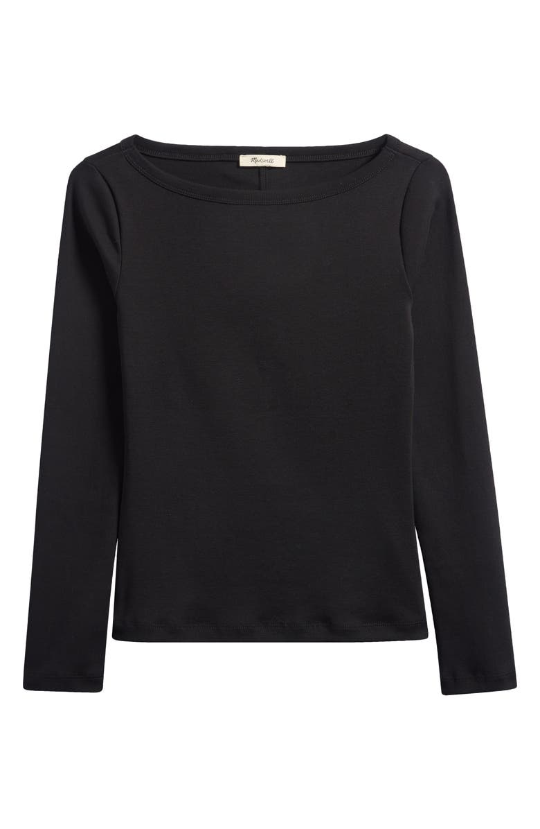 Madewell The '90s Compact Cotton Boatneck T-Shirt, Main, color, Jet Black