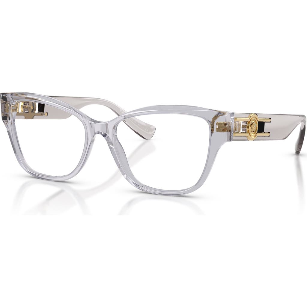 Versace 54mm Rectangle Optical Glasses In Gray