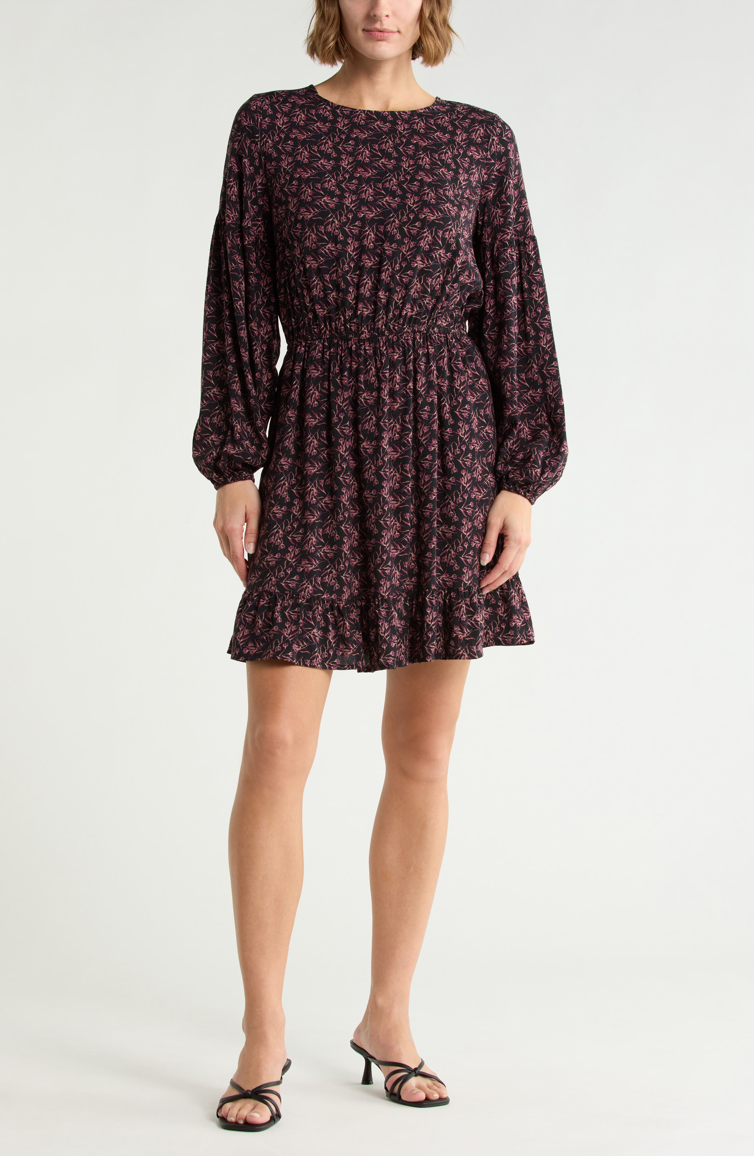Long Sleeve Print Minidress