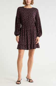 Long Sleeve Print Minidress