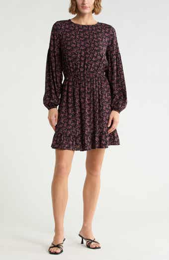 Long Sleeve Print Minidress