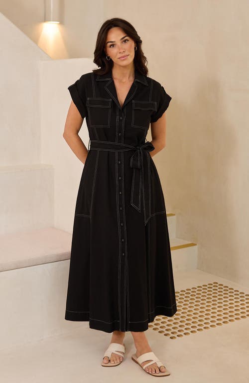 BRAVE + TRUE BRAVE+TRUE PORTIA COTTON & LINEN BLEND MAXI SHIRTRESS 