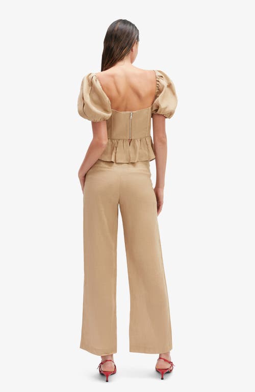 Bardot Balia Hipster High Waist Linen Pants In Latte