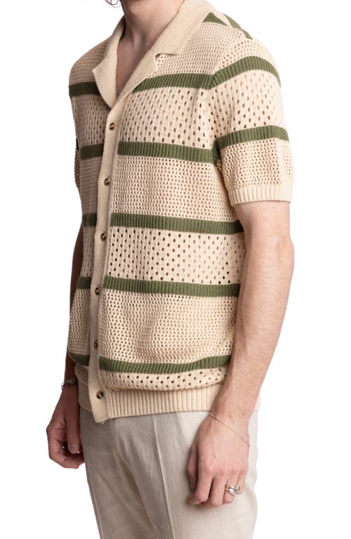 Paisley & Gray Open Knit Button-up Shirt In Brown