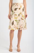 Tahari ASL Floral Print Satin Midi Skirt