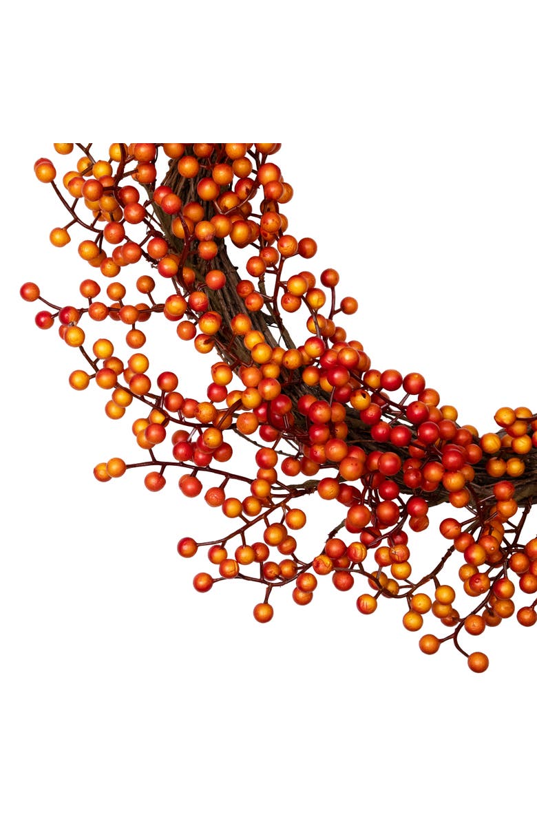 Northlight Berries Artificial Fall Harvest Twig Wreath - 18" - Orange, Alternate, color, Red