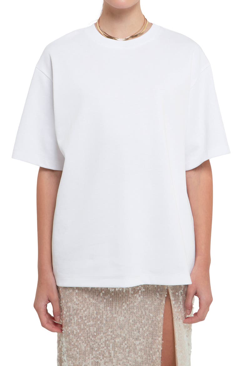 Boxy Cotton Blend T-Shirt, Alternate, color, WHITE