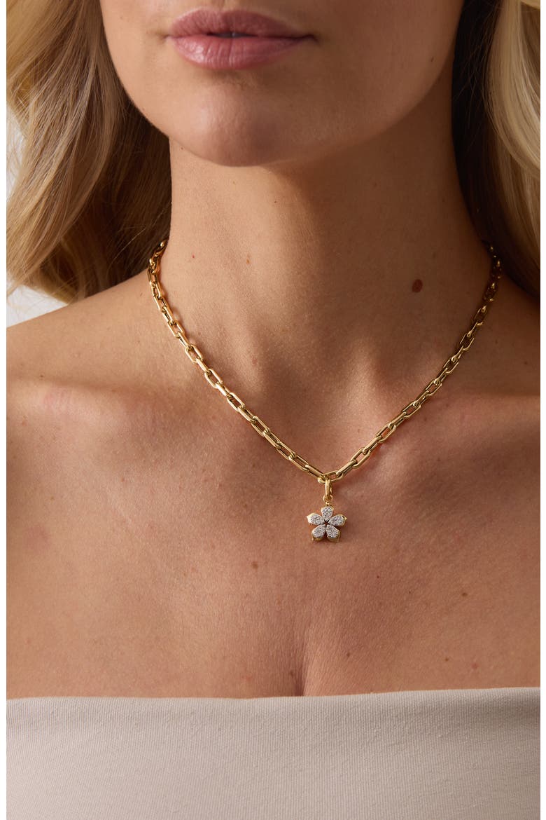 Lierre Full Flower Charm, Alternate, color, YELLOW GOLD/ DIAMOND