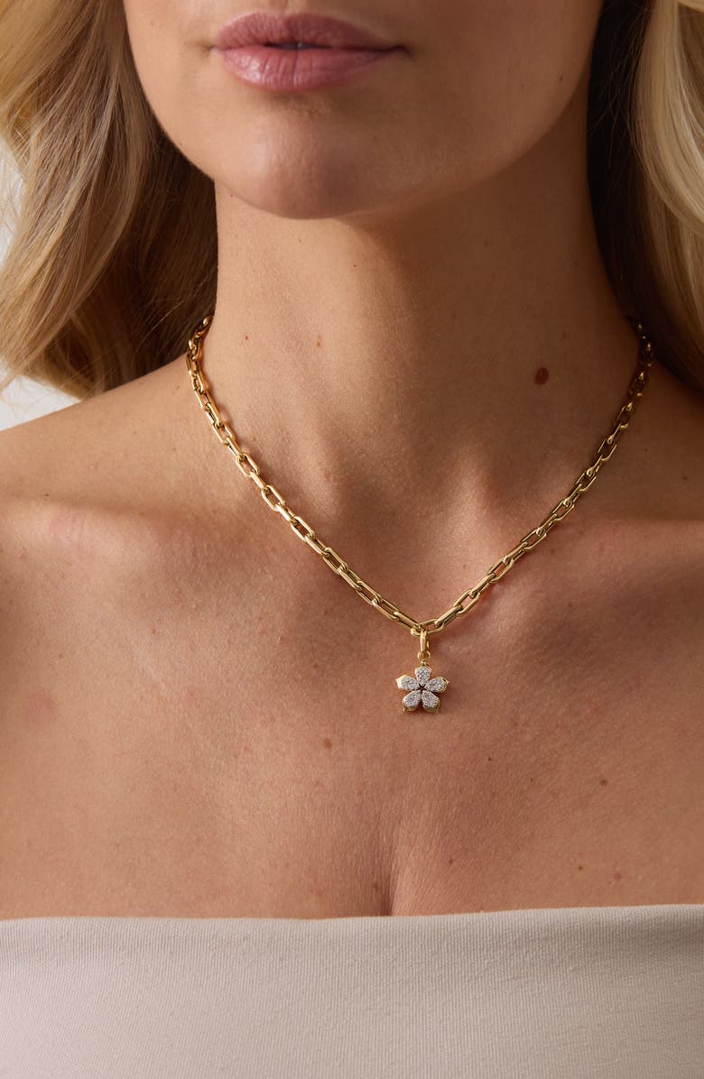 Sara Weinstock Lierre Full Flower Charm, Alternate, color, Yellow Gold/ Diamond