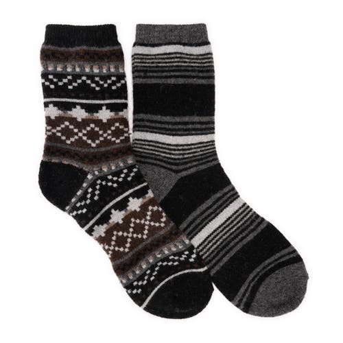 Muk Luks Wool Blend 6" Socks 2 Pair Pack In Multi