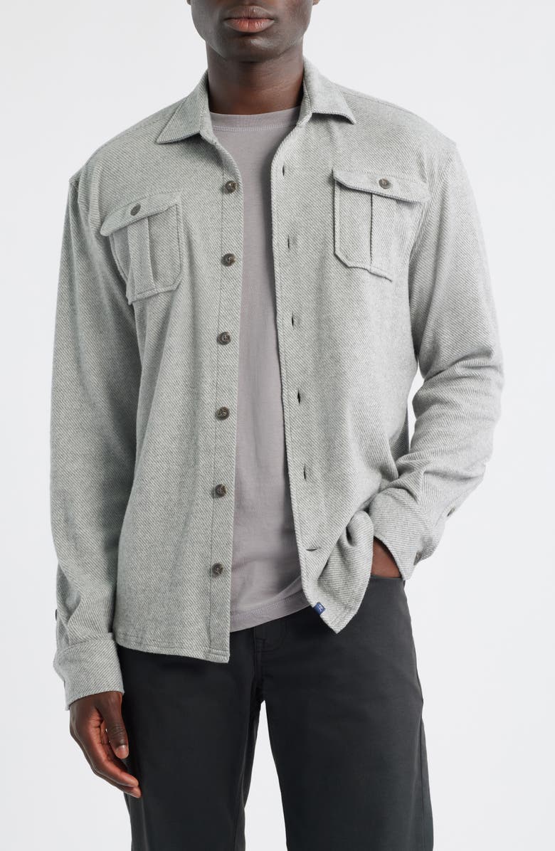 johnnie-O Carl Brushed Knit Button-Up Shirt, Main, color, Light Gray
