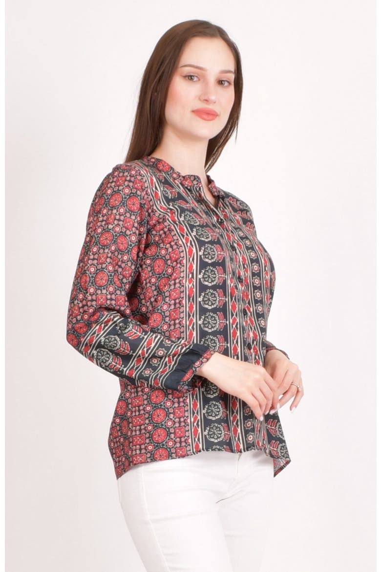 Ayla Muslin Silk Button-Up Top, Alternate, color, Maroon