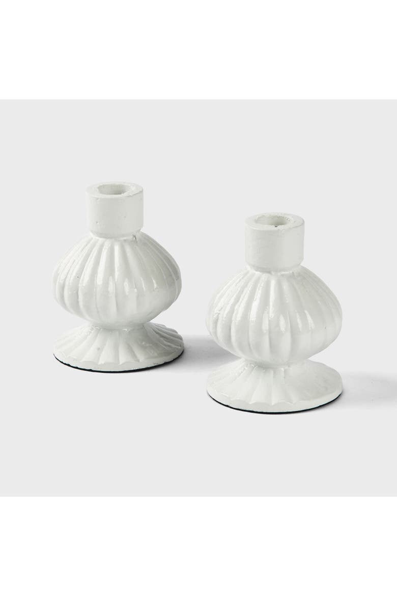 Sculpted Aluminum Candlesticks, Main, color, White