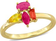 Julianna B. Gemstone Unique Cluster Ring in Plated Sterling Silver