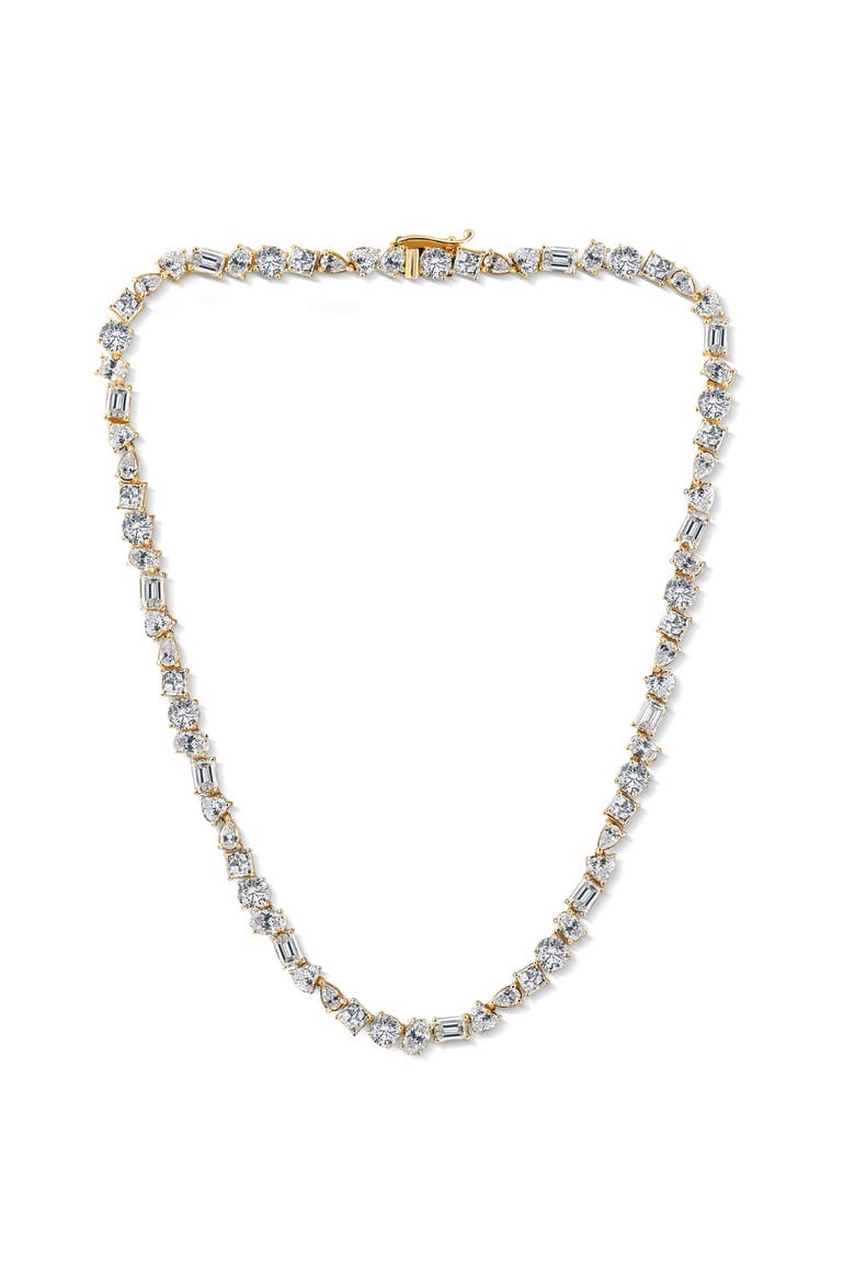 45Ct Fancy Diamond Multi Shape Tennis Necklace 14k Gold Lab Grown, Alternate, color, 14k Yellow Gold