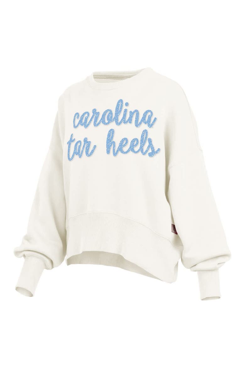 Women's Pressbox Cream North Carolina Tar Heels Oversized Chelsea Waist Length Pullover Sweatshirt, Alternate, color, Cream