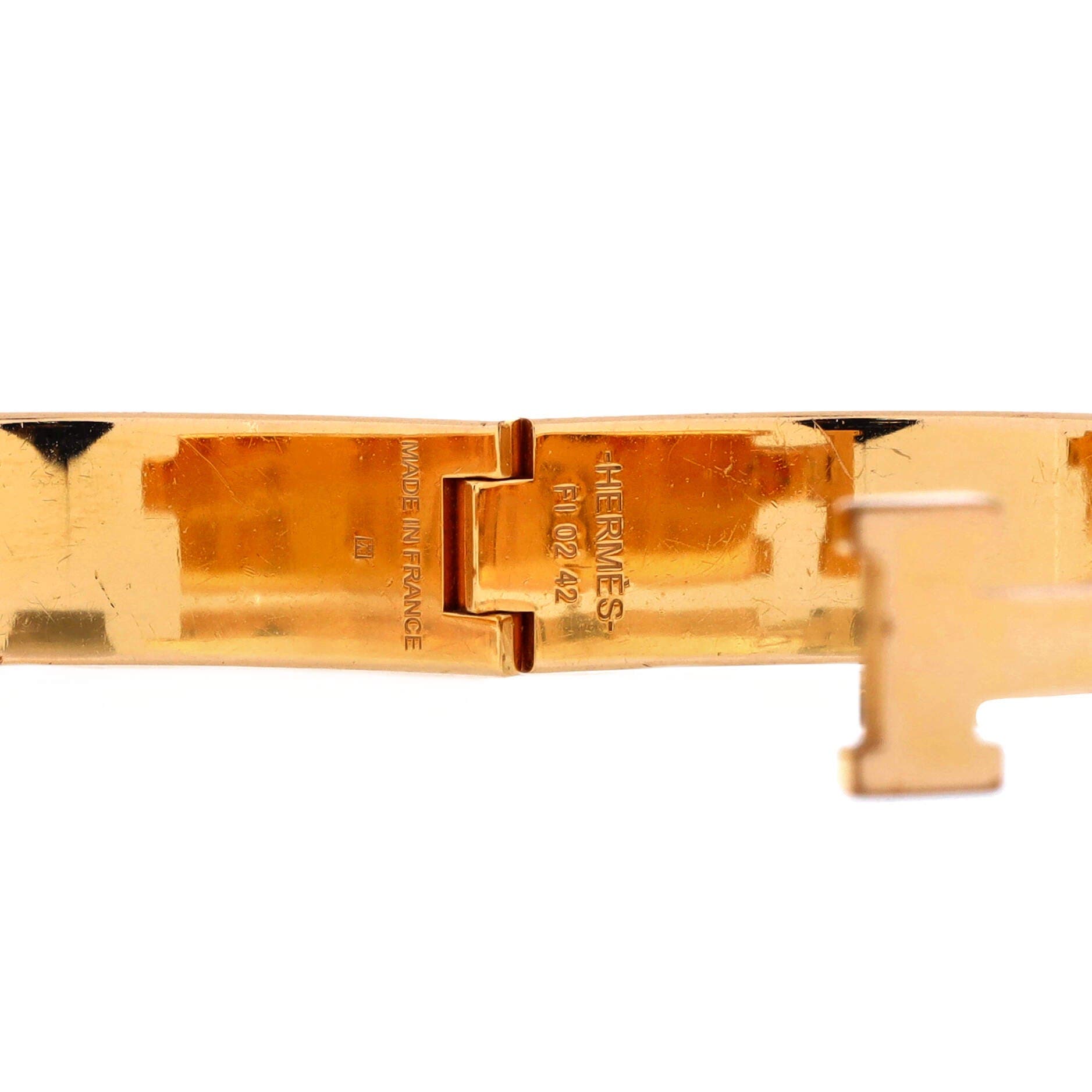 Pre-Owned Hermes Clic H Bracelet Enamel Narrow, Alternate, color, Green