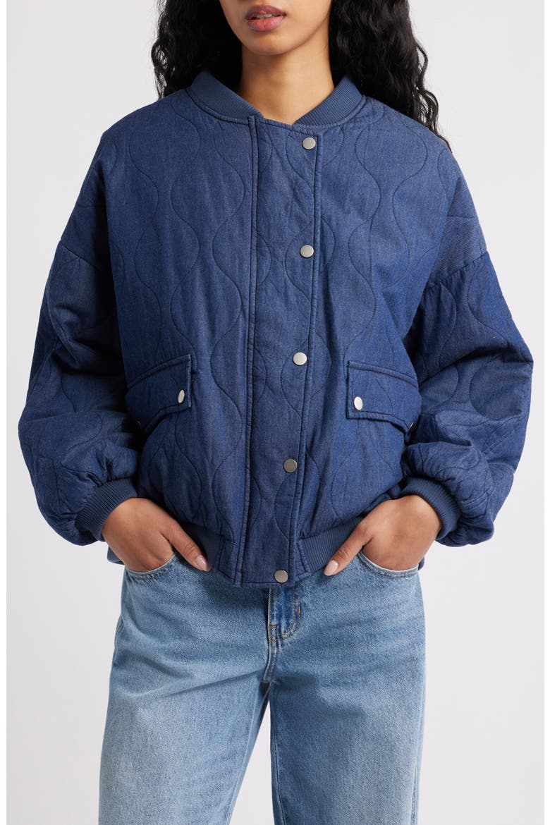 Keah Onion Quilted Bomber Jacket, Alternate, color, NAVY