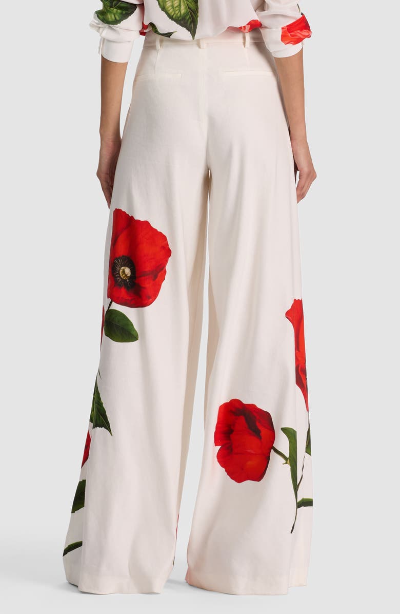 Alice + Olivia Blaire Pleated High Waist Wide Leg Pants, Alternate, color, Summer Poppy