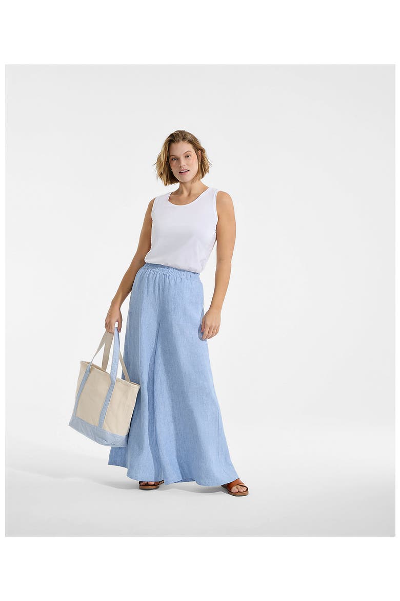 Linen High Rise Palazzo Pants, Alternate, color, Soft Blue Linen
