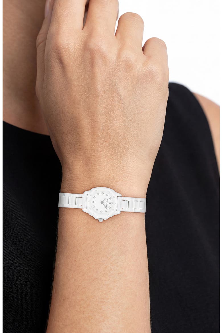 Kitt White Ceramic Bracelet Watch, 21mm, Alternate, color, WHITE