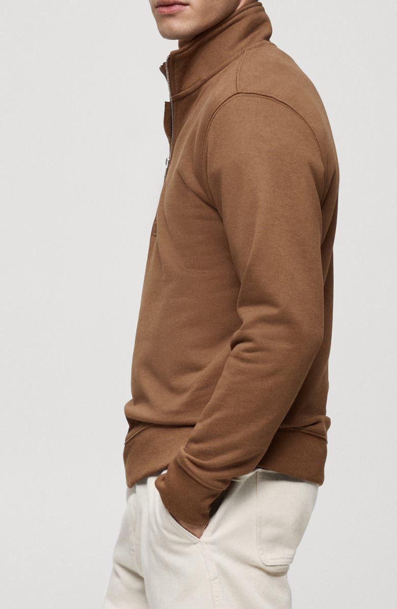 MANGO Cotton Blend Half Zip Sweatshirt, Alternate, color,