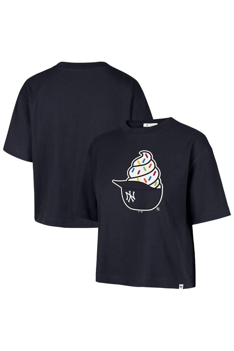 Women's '47  Navy New York Yankees Ice Cream Helmet T-Shirt, Main, color, Navy