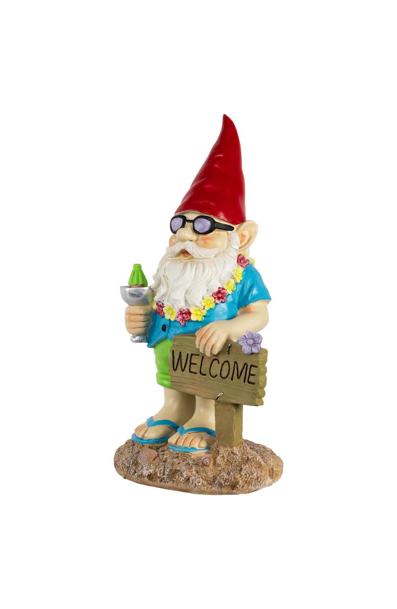 Northlight 16" Summer Time "Welcome" Gnome Outdoor Garden Statue, Alternate, color, Red