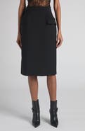 McQueen Dart Wool Stretch Gabardine Midi Skirt