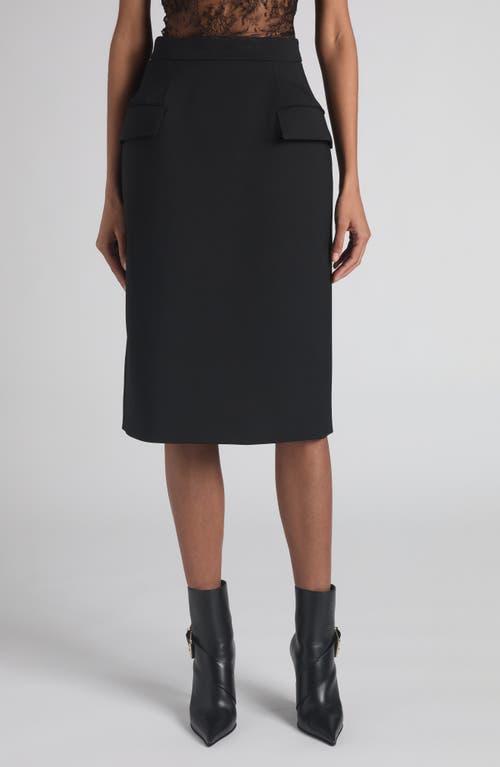 Alexander Mcqueen Mcqueen Dart Wool Stretch Gabardine Midi Skirt In Black