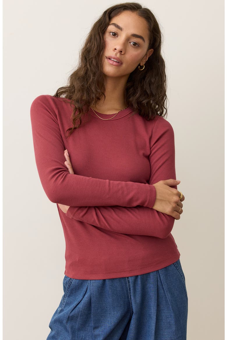 Lexi Sun-In Rib Long Sleeve T-Shirt, Alternate, color, RUBY