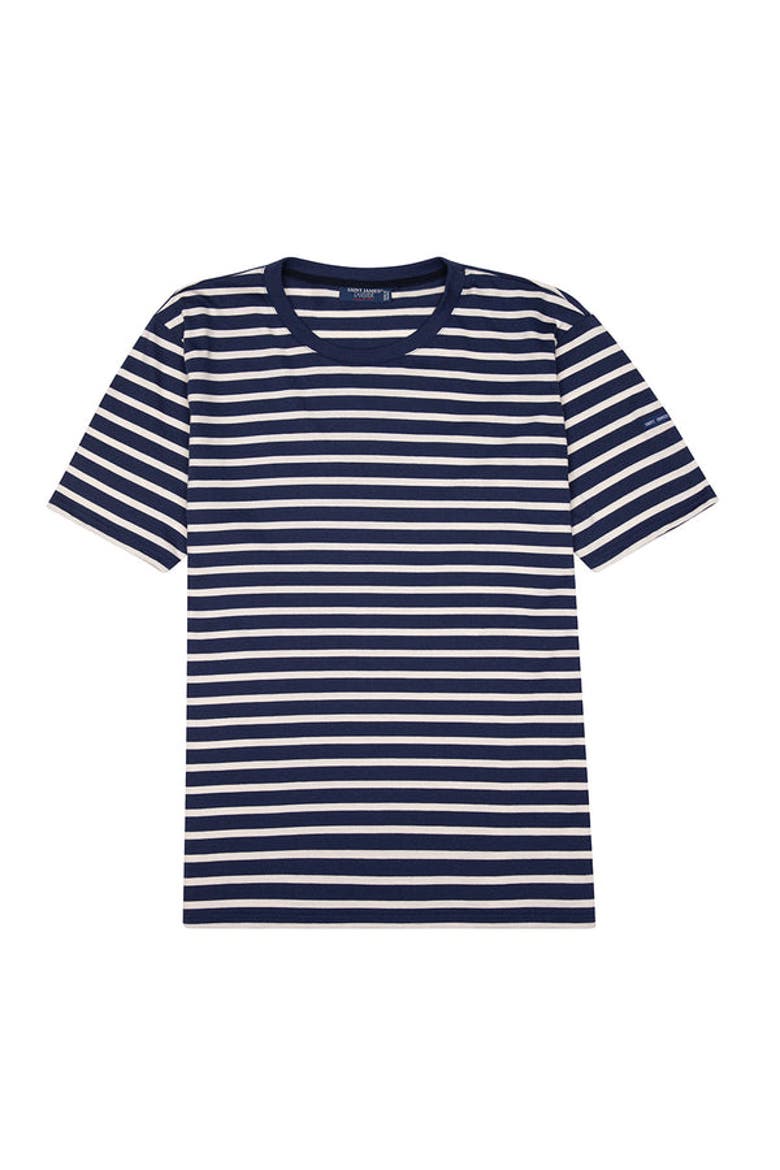 PLOUIDER - Breton Crew Neck T-Shirt, Alternate, color, navy/ecru