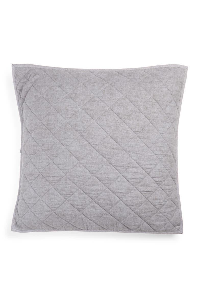 Reversible Flannel Quilted Sham, Main, color, GREY FROST HEATHER MULTI