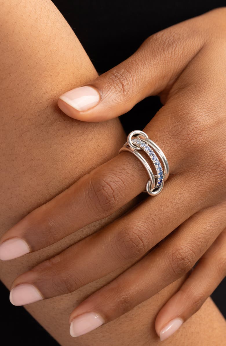 Spinelli Kilcollin Petunia Ombré Blue Sapphire Linked Ring, Alternate, color, Silver