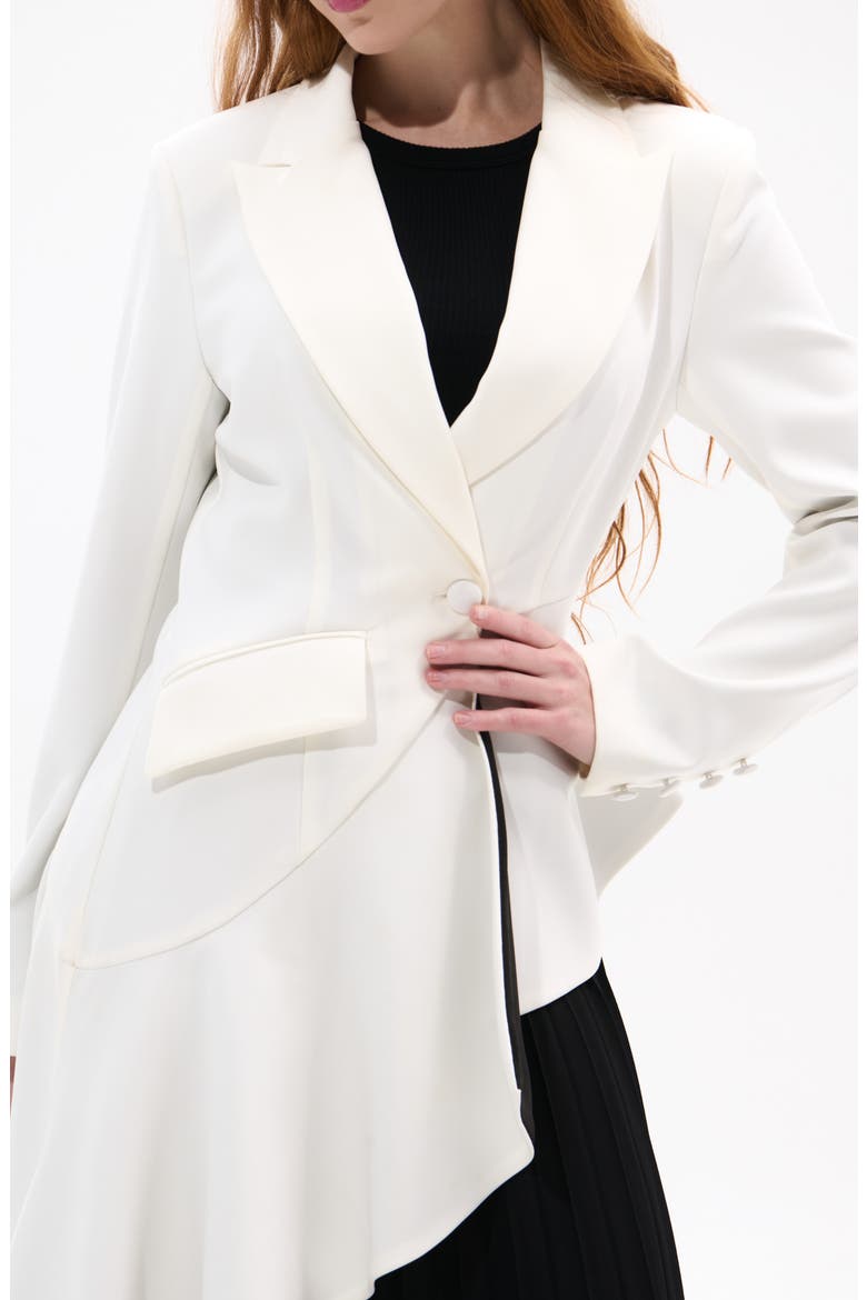 Asymmetric Statement Blazer, Alternate, color, WHITE BLACK