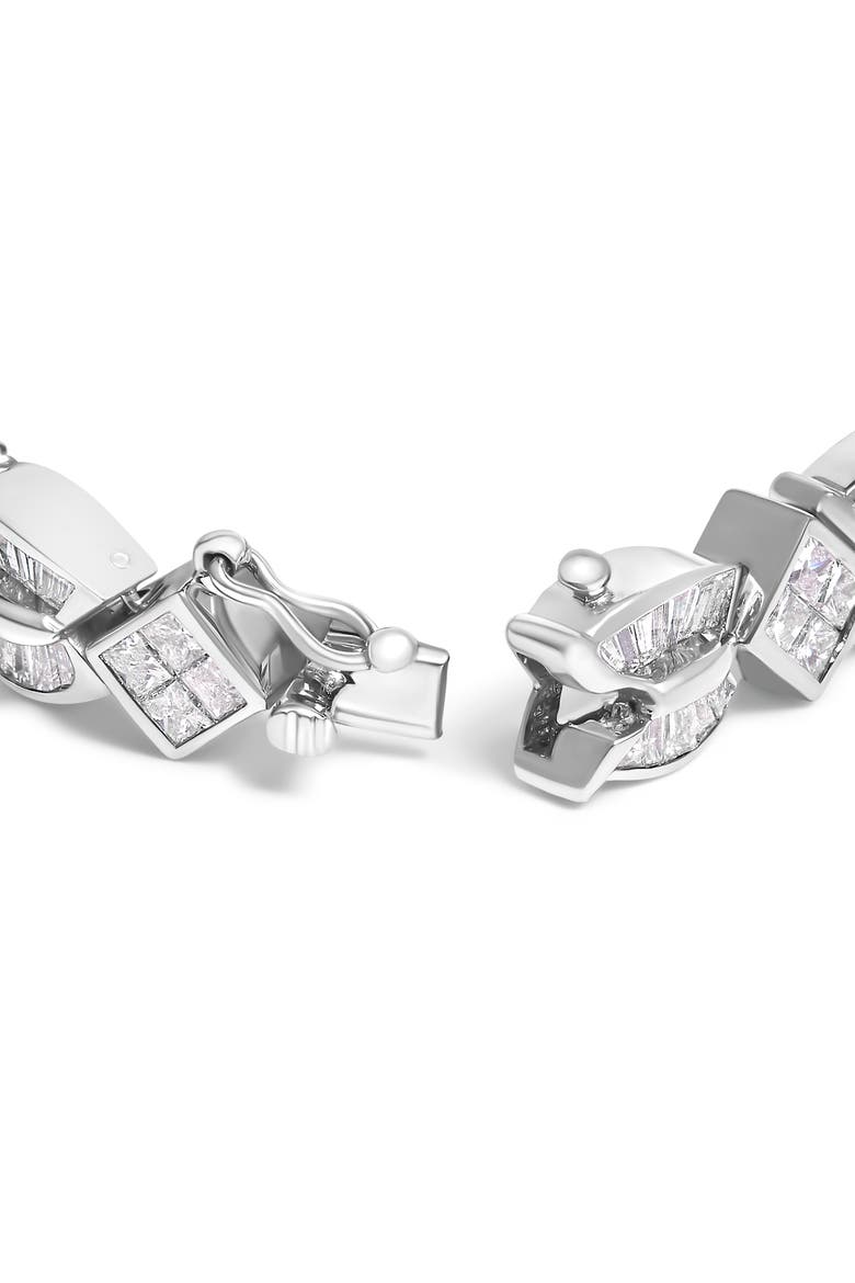 14K White Gold 8 5/8ct Cttw Princess and Baguette Diamond Geometric Twist Link Bracelet, Alternate, color, White Gold